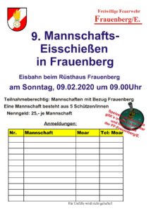 9. Mannschaftseisschießen in Frauenberg @ Rüsthaus Frauenberg
